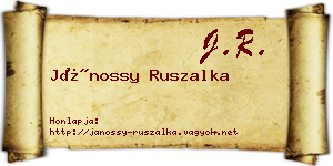 Jánossy Ruszalka névjegykártya